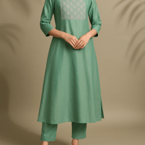 Seafoam Brocade Panel Kurti