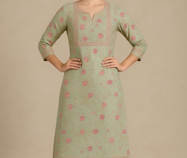Sage Bloom Kurti -Full Embroidary