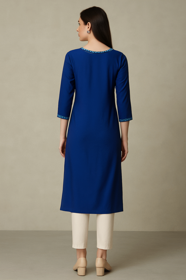Blue Bloom – Women’s Floral Cotton Kurti - Image 2