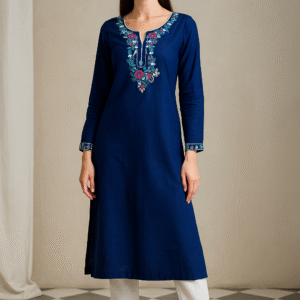 Blue Bloom – Women’s Floral Cotton Kurti