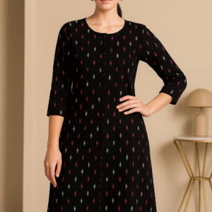 BlackPetal – Women's Black Floral Cotton Kurti