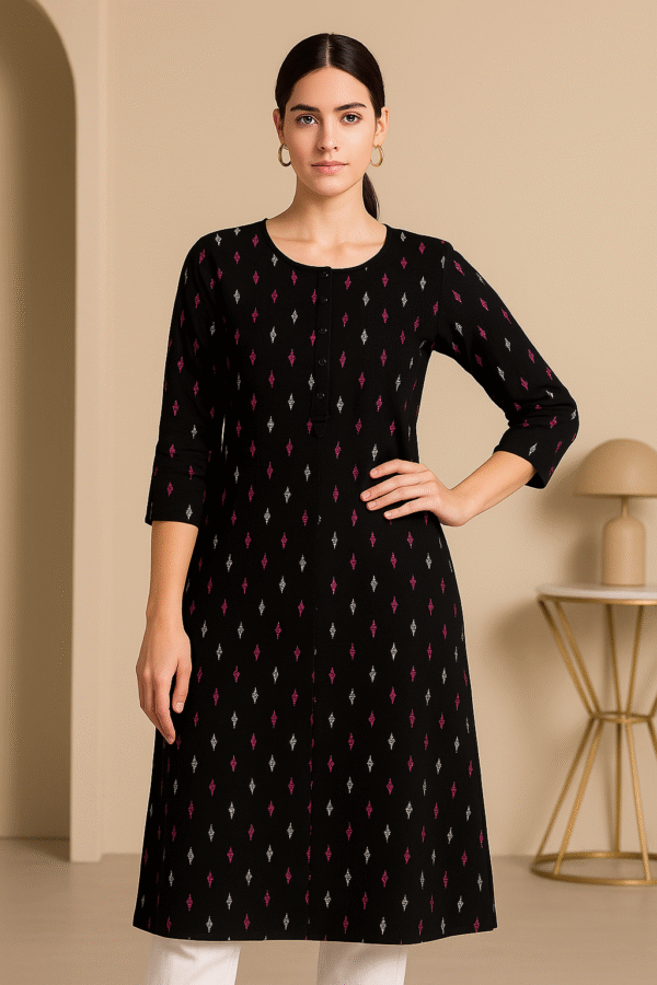 BlackPetal – Women's Black Floral Cotton Kurti