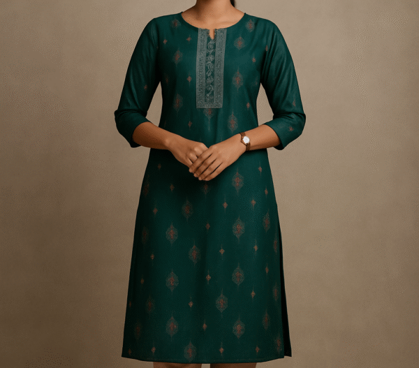 Emerald Charm Printed Straight Kurti