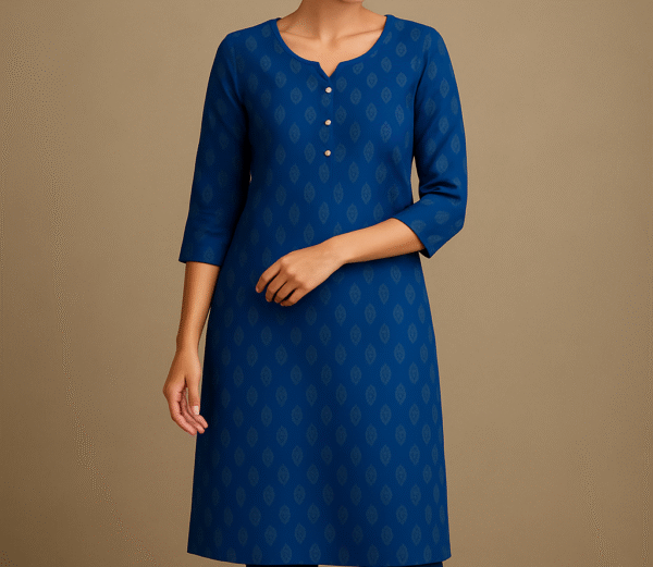 Blue Floral Print Kurti - Image 2